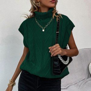 Classic GREEN Turtleneck Knit Top